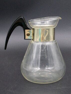 Corning Clear Heat Proof Glass Carafe Coffee Tea Pitcher 2 Cup Vintage